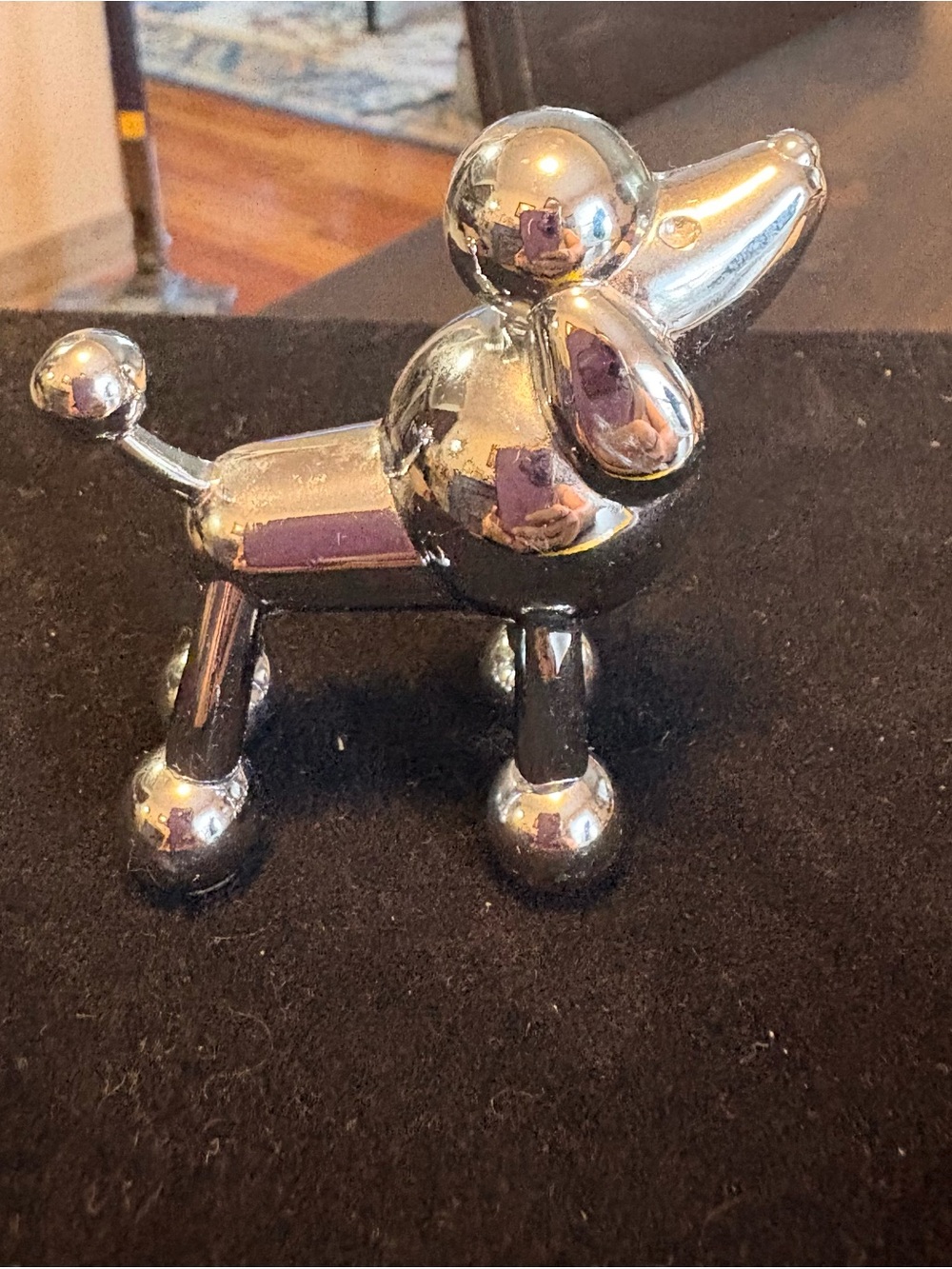 Adorable Silver Poodle Ring Holder